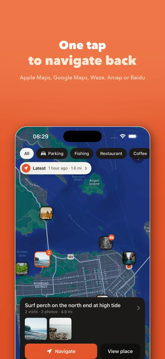 A spot card with a Navigate button